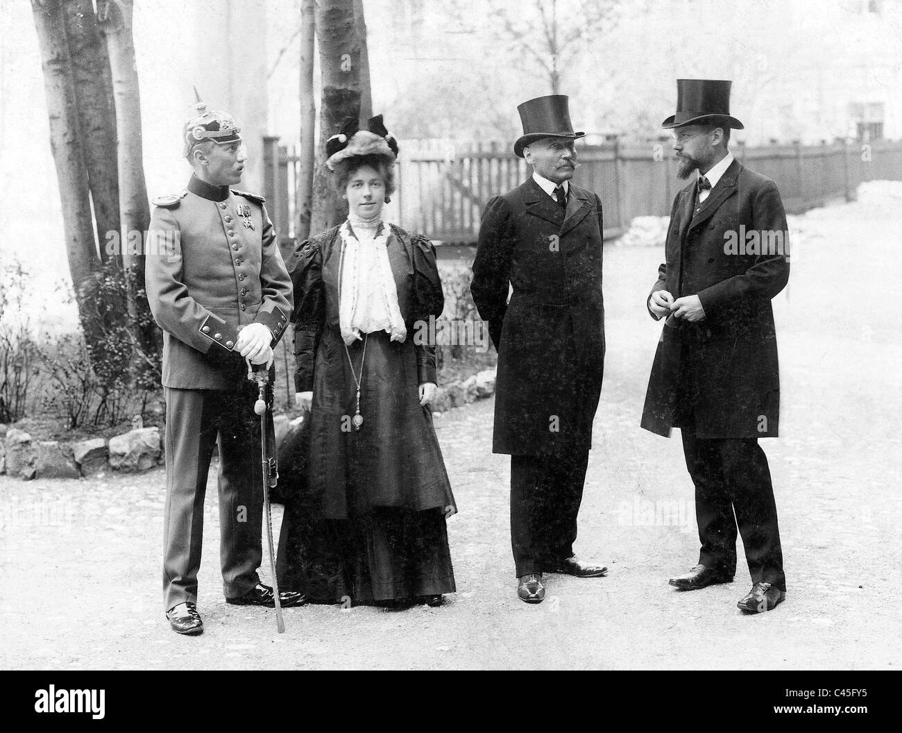 Wilhelm Filchner, his wife, Dr. Merzbacher and Albert Tafel, 1905 Stock Photo