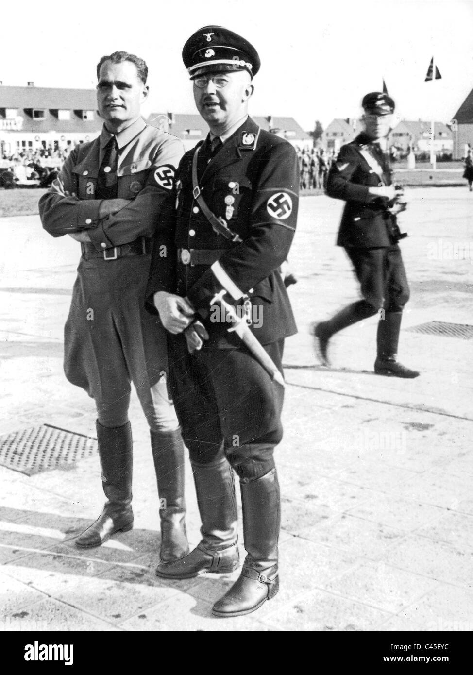 Heinrich Himmler and Rudolf HeÃ?, 1937 Stock Photo
