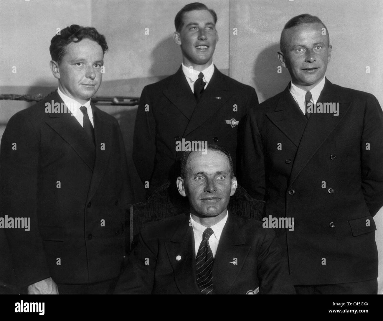 Wolfgang von Gronau and his team in Chicago, 1932 Stock Photo