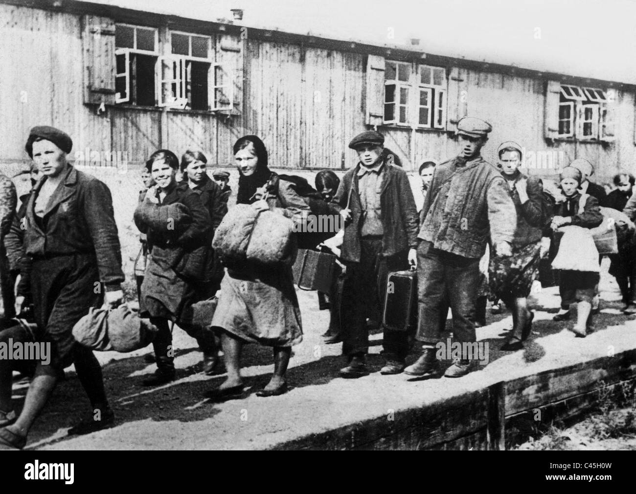 Forced laborers before their departure to Germany Stock Photo - Alamy