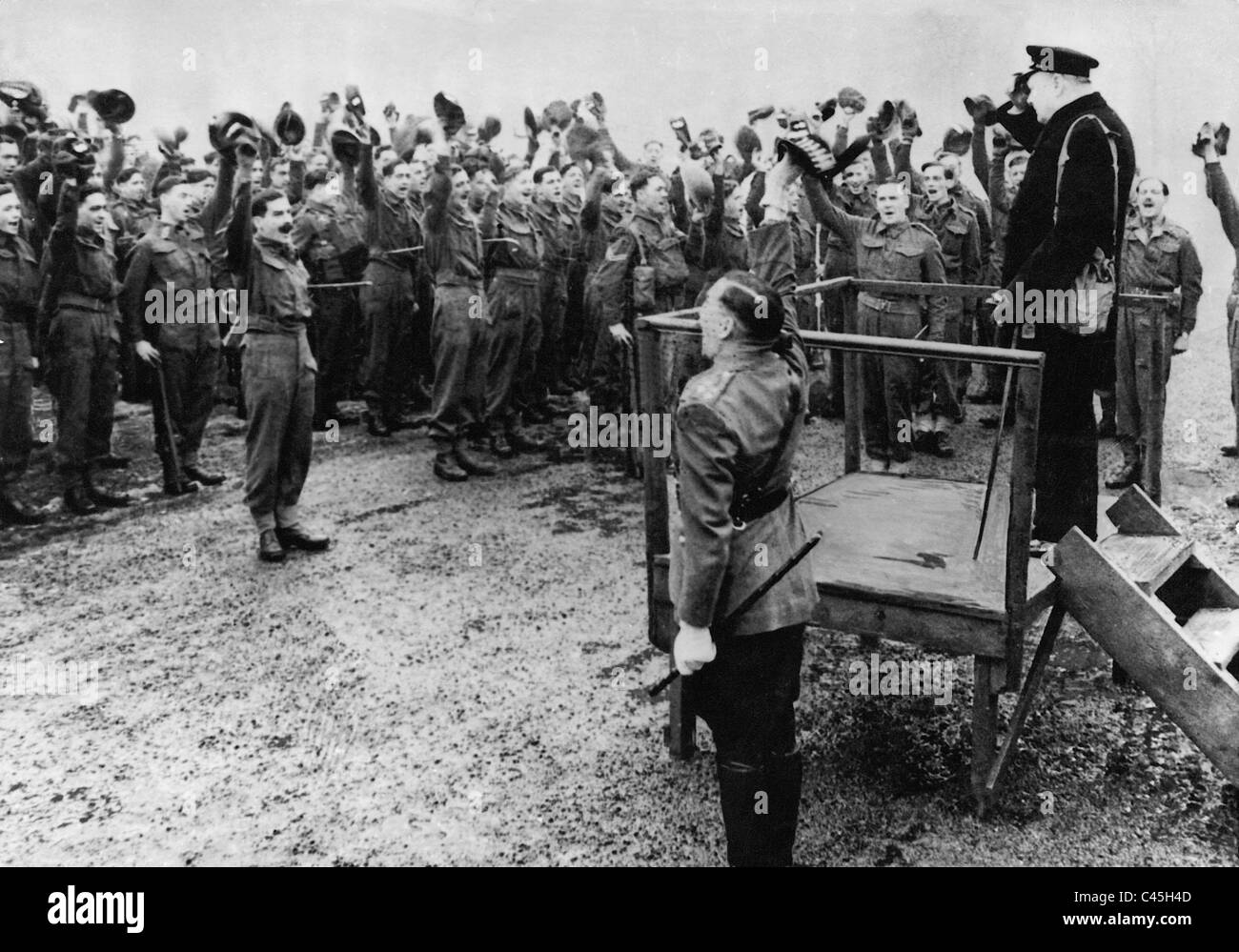 Winston Churchill visited his old battalion, 1941 Stock Photo