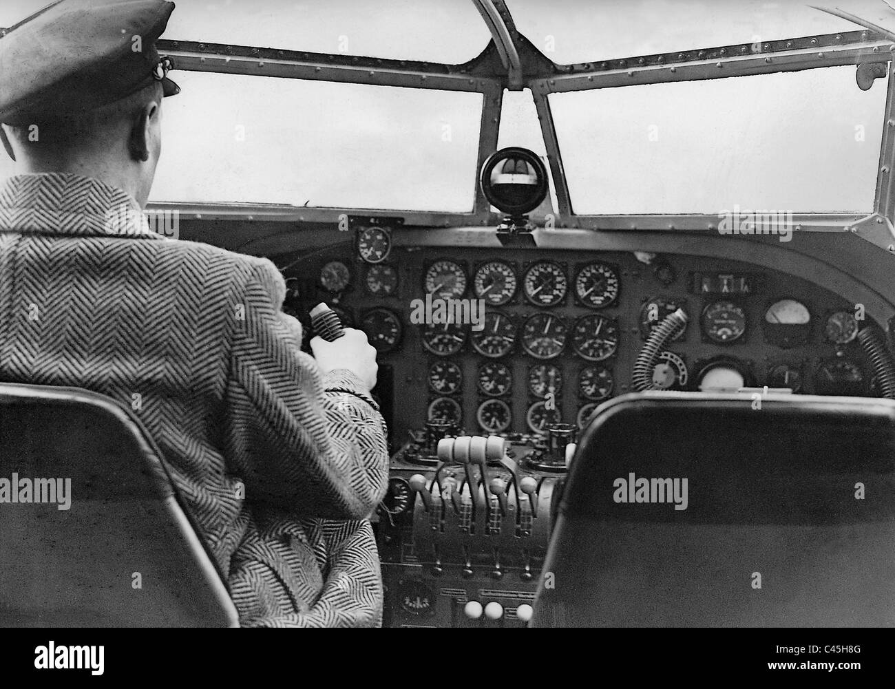 Pilot in the cockpit of a Few 200 'Condor' by Focke-Wulf, 1937 Stock Photo