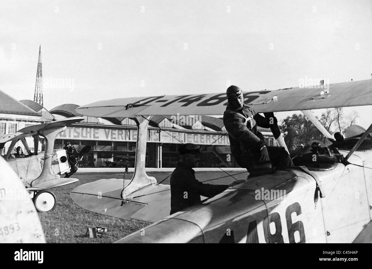 Training machines at the flying school Munich-Schleissheim , 1931 Stock Photo