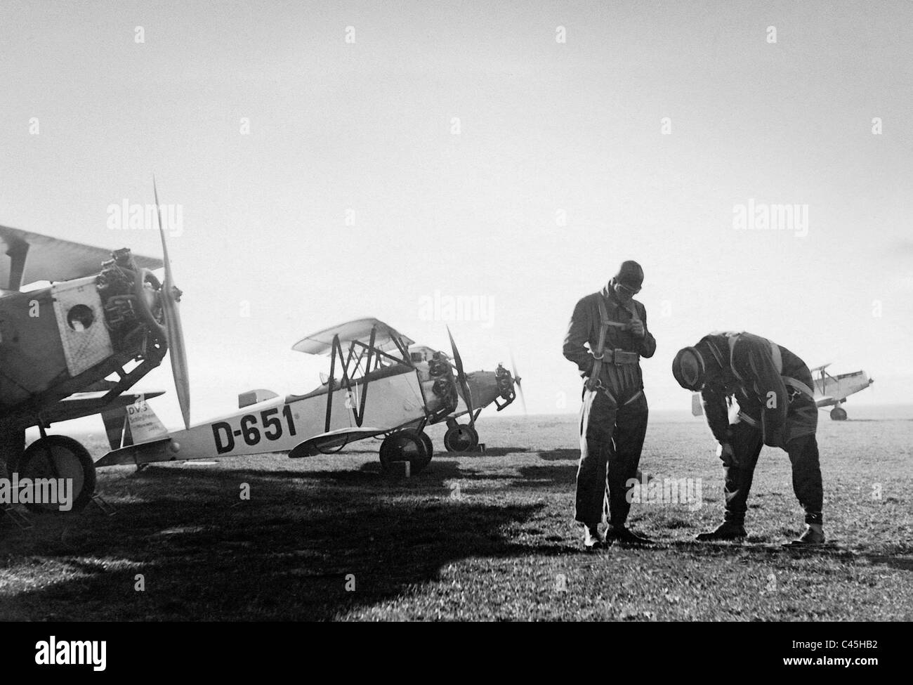 On the runway of the flying school Munich-Schleissheim, 1931 Stock Photo