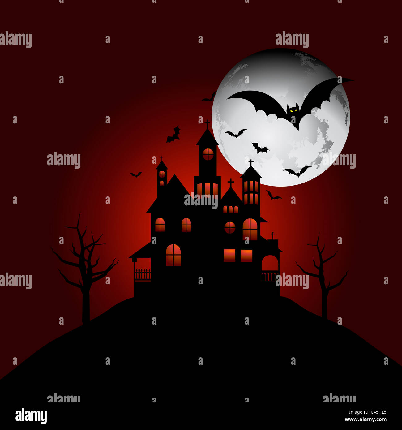 Haunted house on a hill Stock Photo