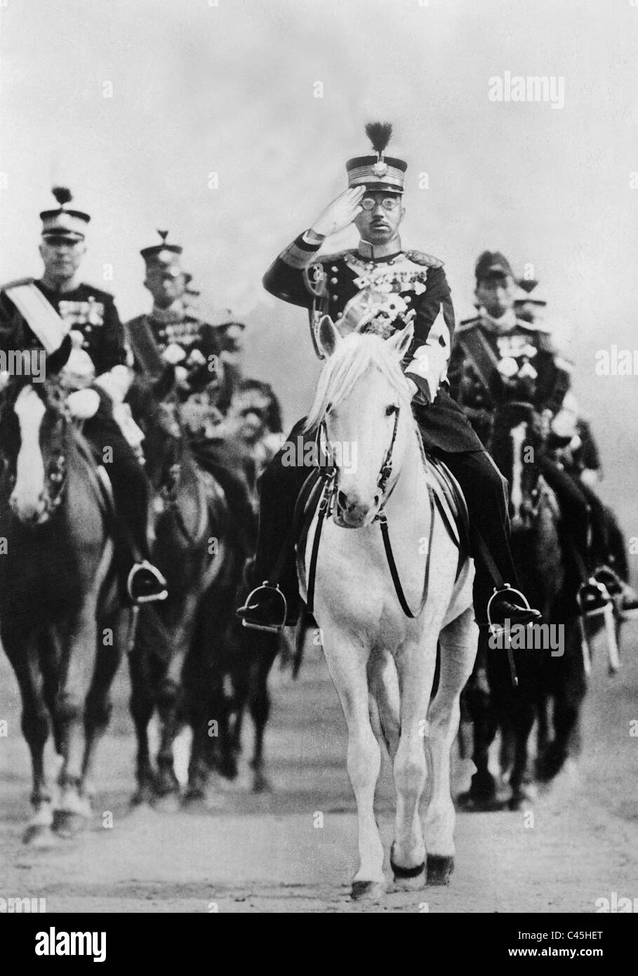 Emperor Hirohito at a parade in his 36th birthday, 193 Stock Photo