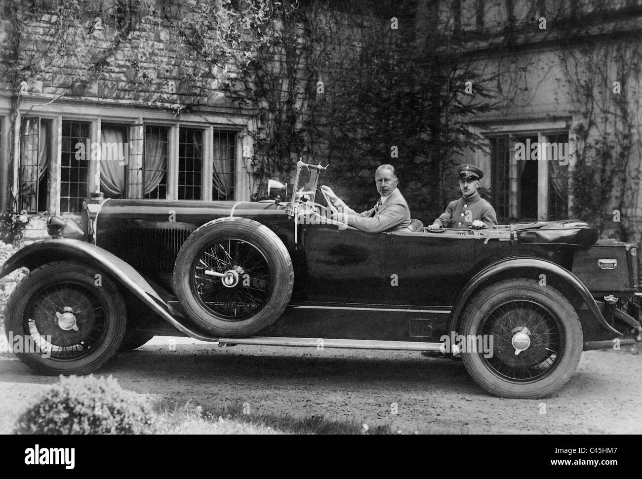 August Wilhelm of Prussia in a Mercedes-Benz supercharged car, 1928 Stock Photo