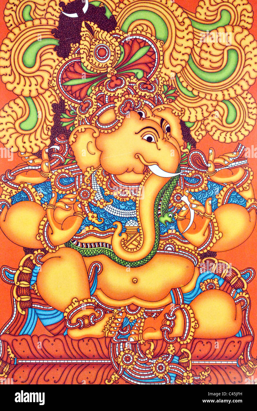 Mural painting for hindu god, Ganapati Stock Photo