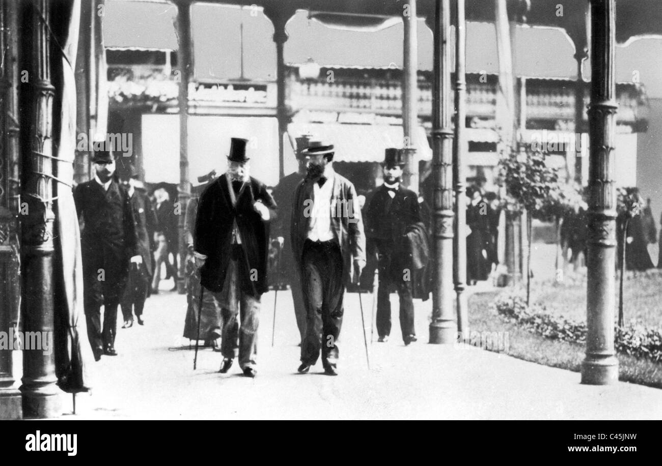 King William I. on the spa promenade in Bad Ems, 1870 Stock Photo