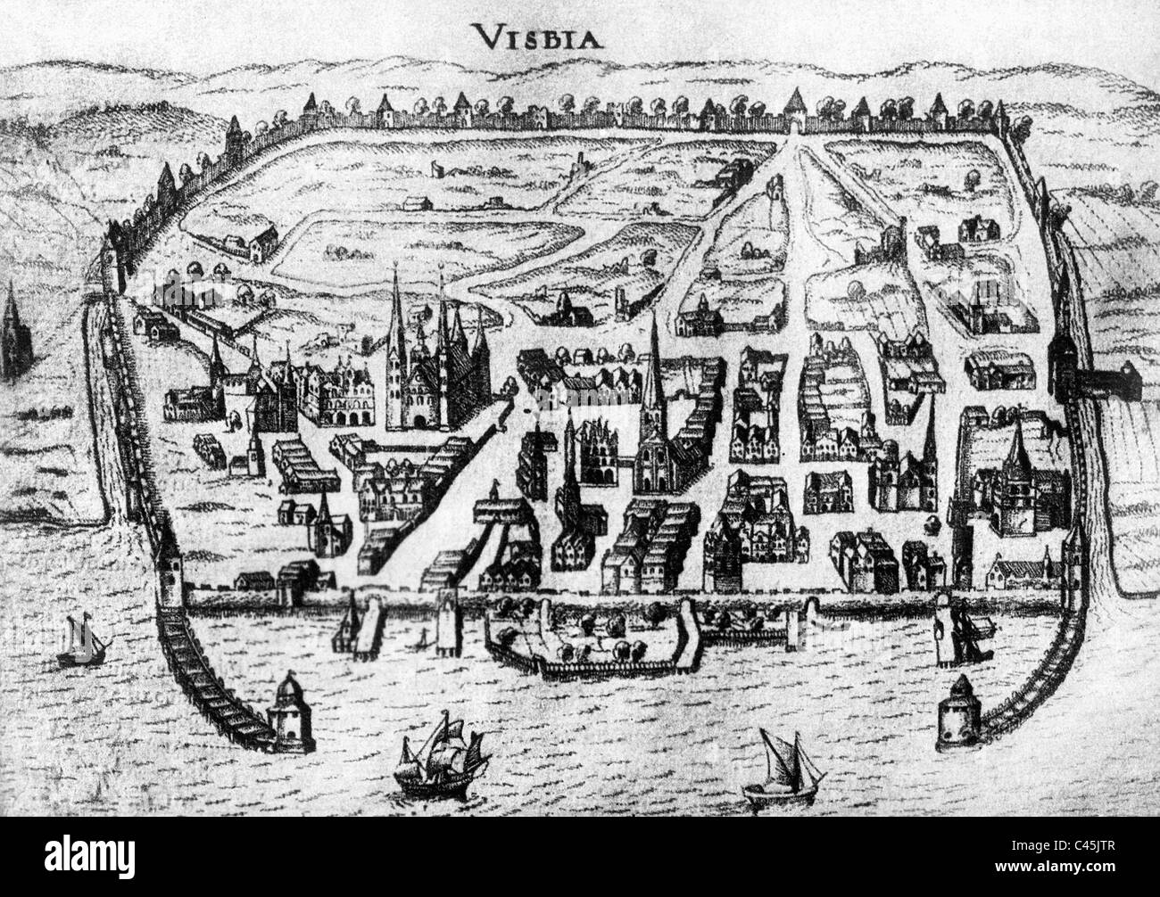 Historical presentation of Visby on Gotland Stock Photo