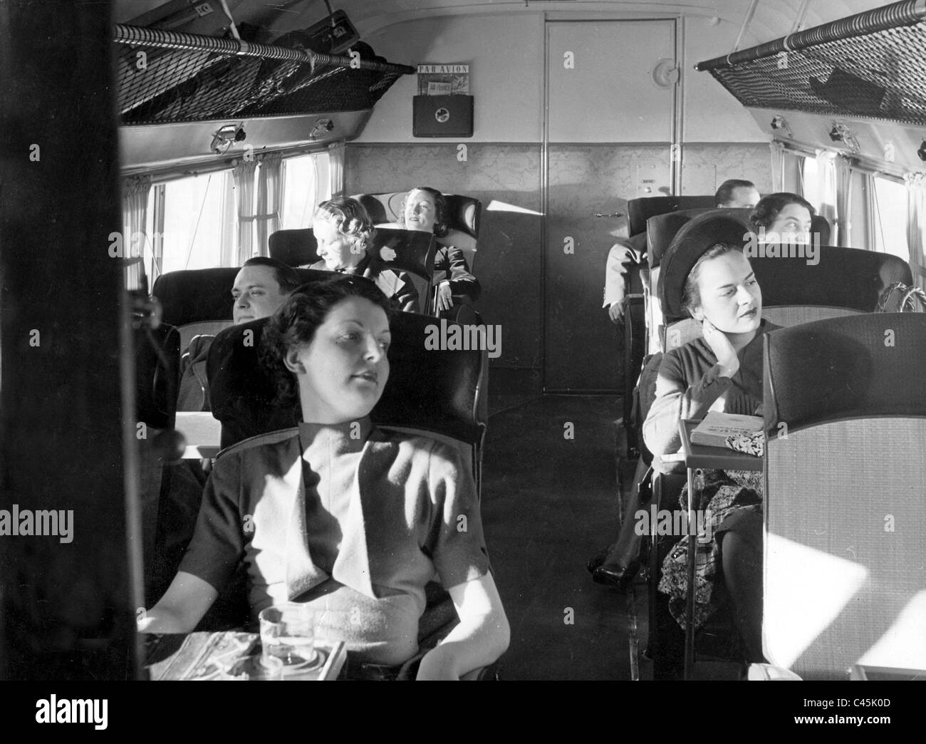 Passengers on a scheduled flight from Berlin to Paris, 1939 Stock Photo