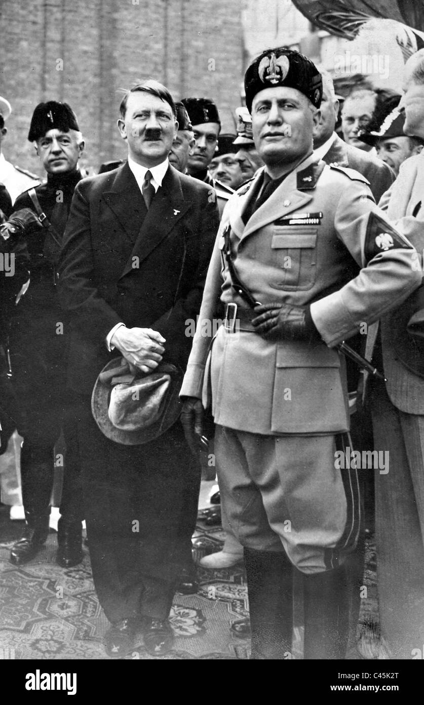 Adolf Hitler with Benito Mussolini, 1934 Stock Photo