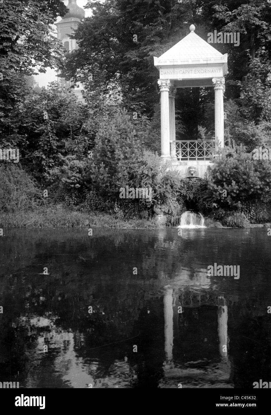 Danube source in the palace gardens of Donaueschingen Stock Photo