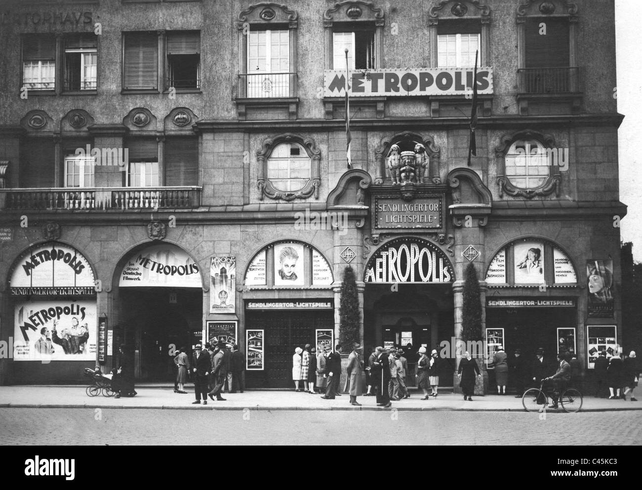 Historic Munich: Cinema at Sendlinger Tor. Stock Photo