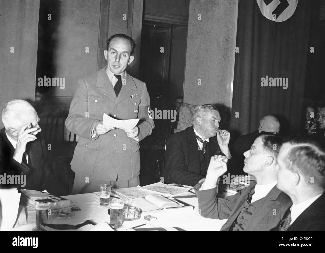 Roland Freisler, Franz Guertler and Hans von Dohnanyi at a reception in the Justice Ministry, 1936 Stock Photo