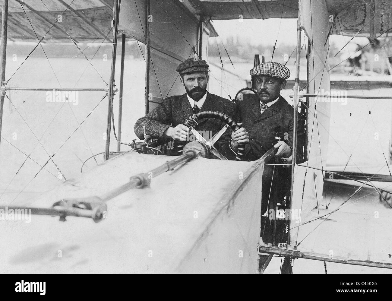 Henri Farman and Archdeacon, 1908 Stock Photo