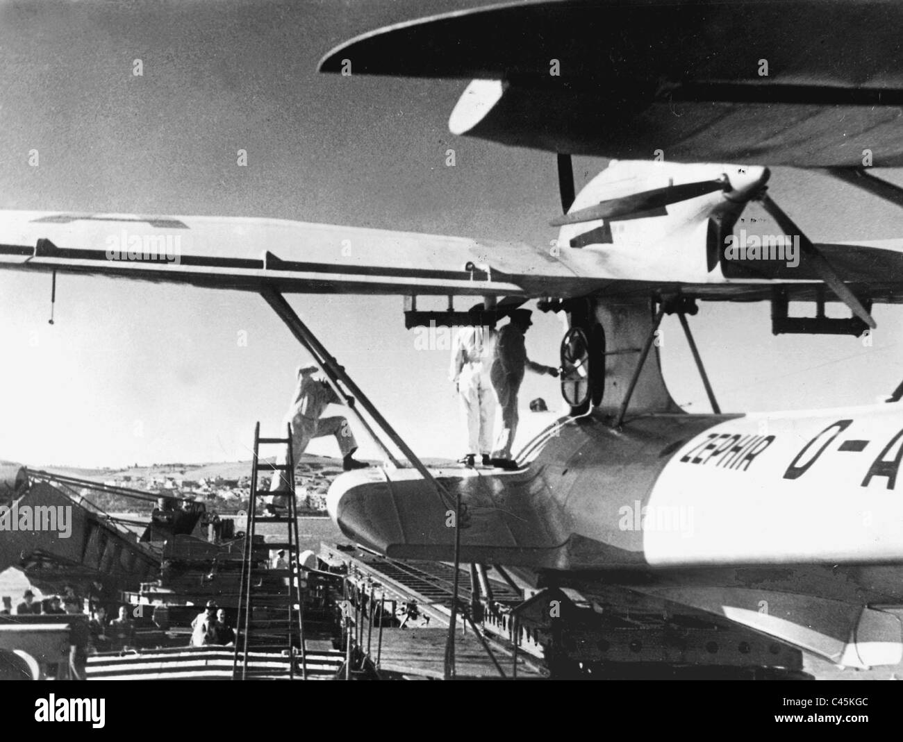 Dornier Do X seaplane 'Zephir' before take off from a catapult, 1936 Stock Photo