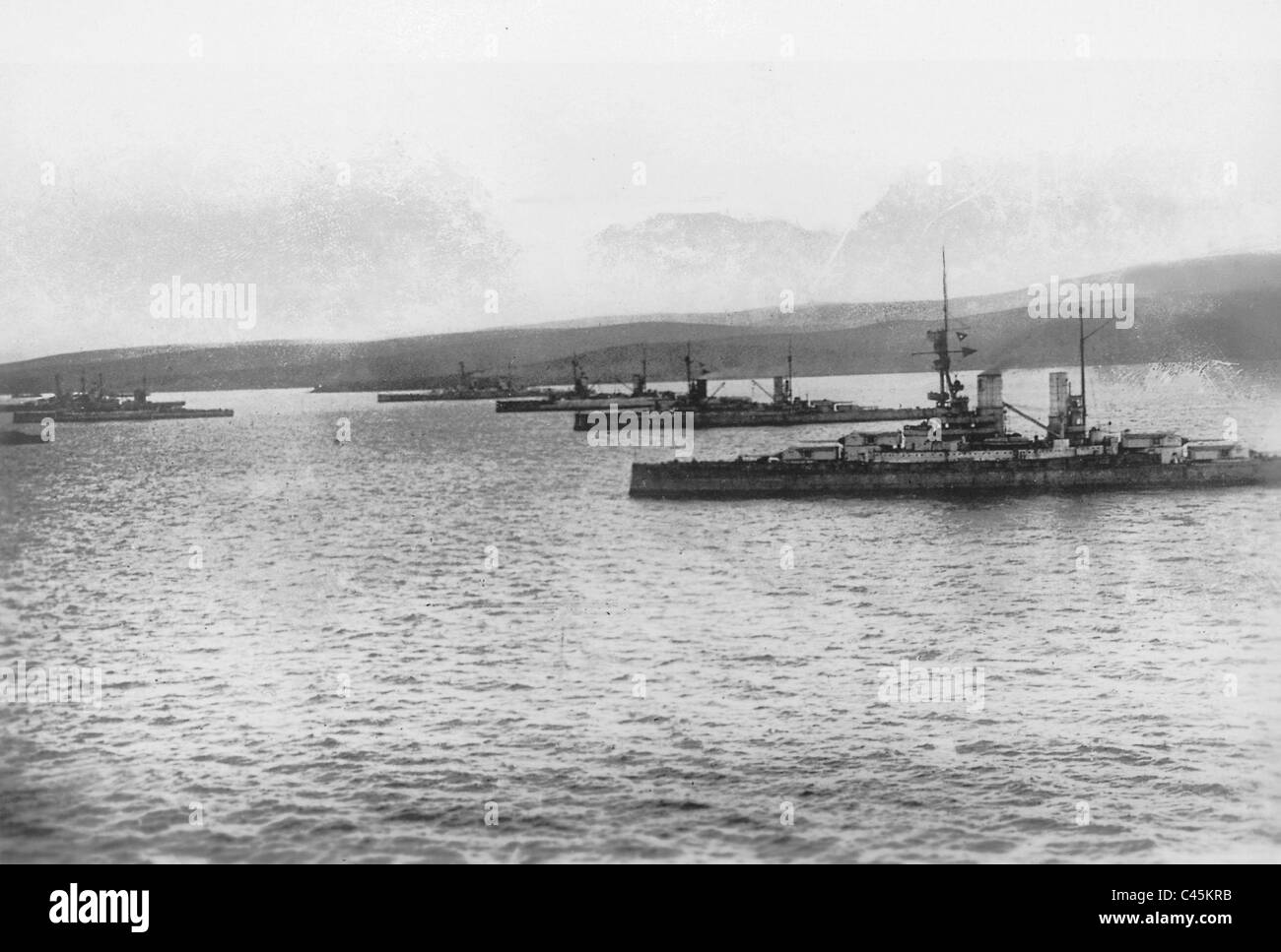 Ships of the German fleet in the English port of Scapa Flow Stock Photo