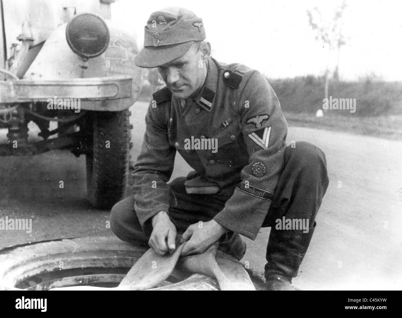 Soldier of the SS division 'Totenkopf' Stock Photo