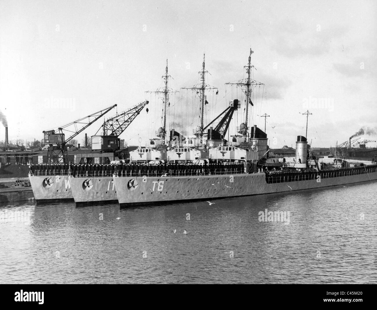 Torpedo boats in the port of Luebeck Stock Photo