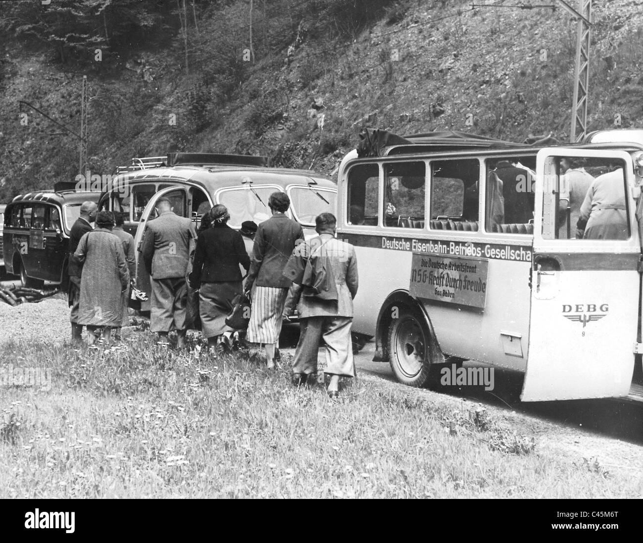 On forest road in Black and White Stock Photos & Images - Alamy
