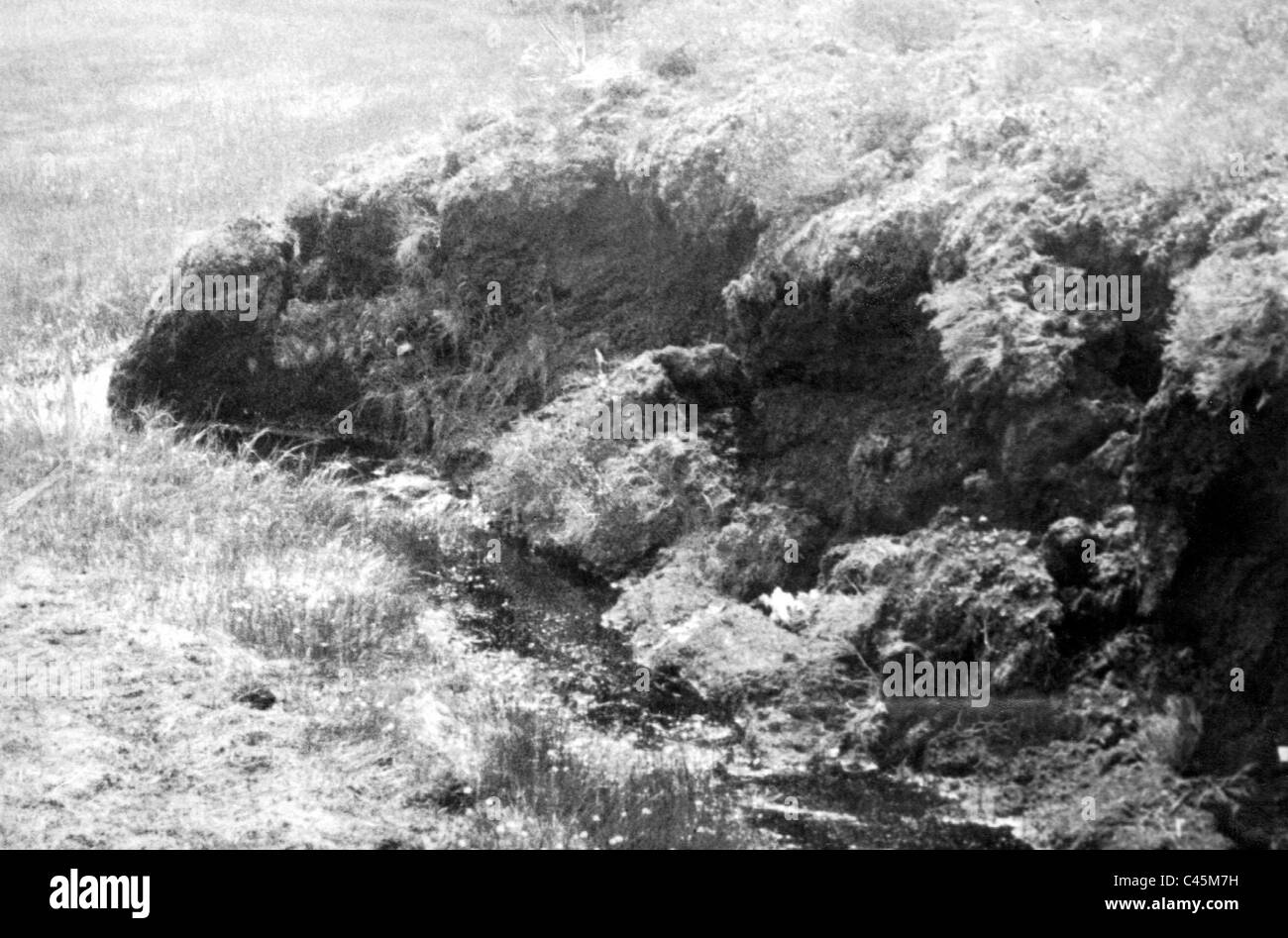 Edge of a crater after the meteorite crash in Siberia Stock Photo