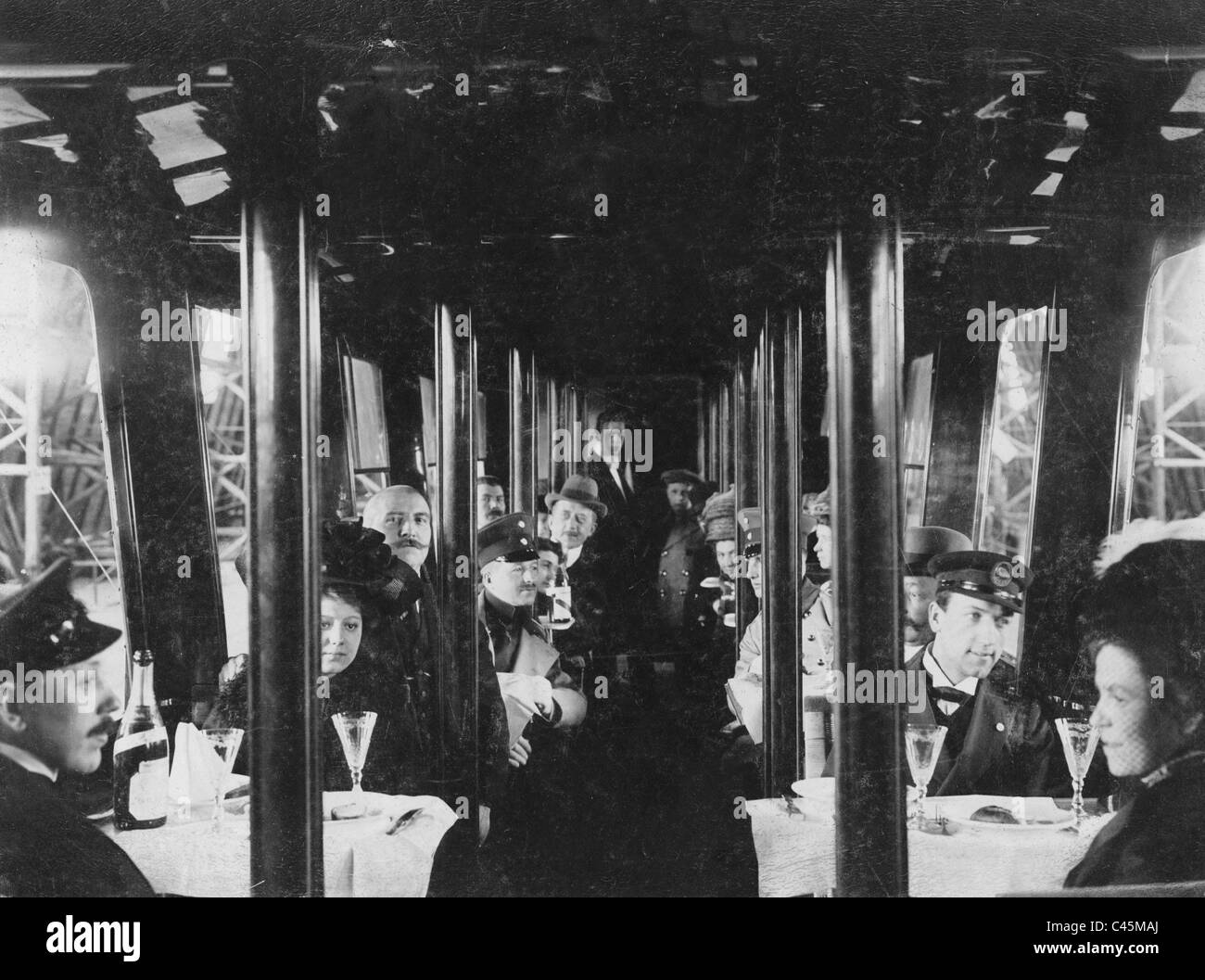 Champagne breakfast in the Zeppelin airship 'Deutschland'('LZ 7