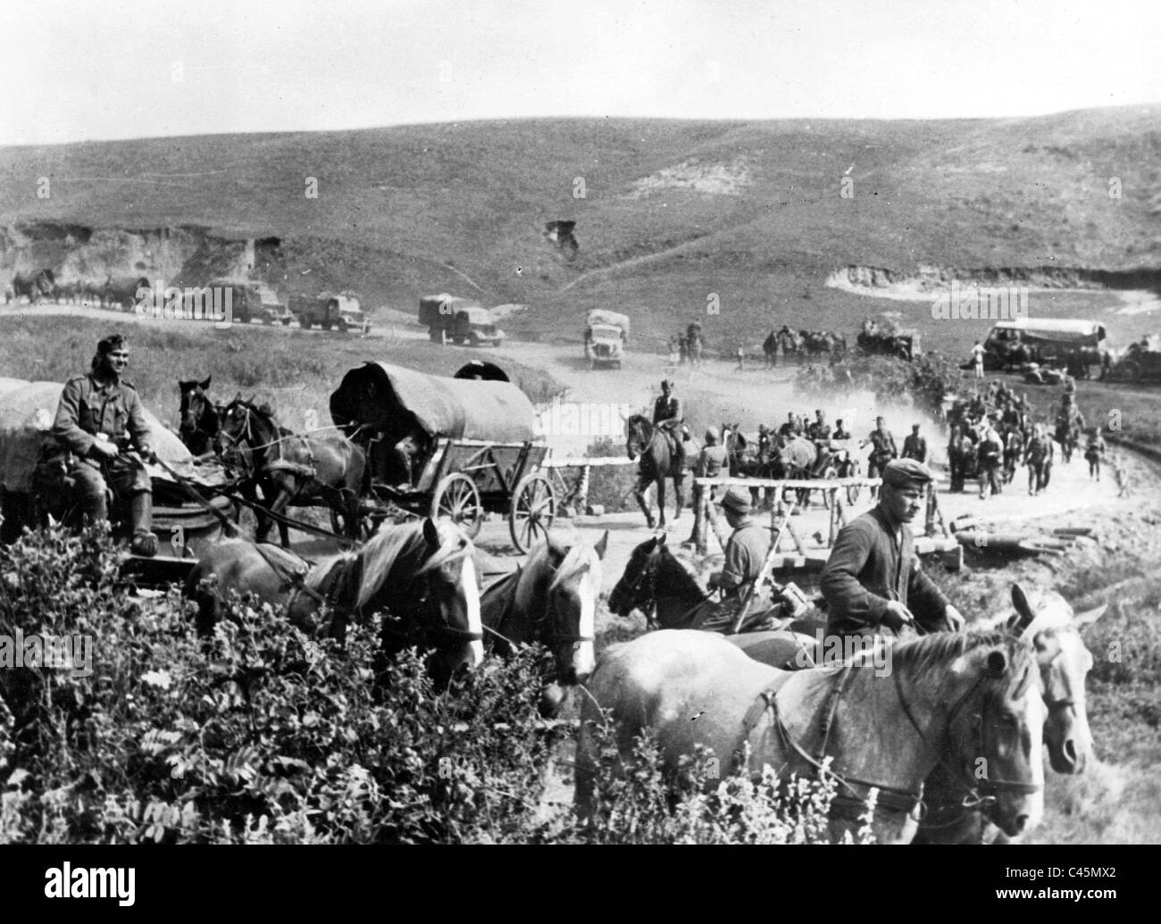 German supply convoy on the Eastern Front, 1943 Stock Photo