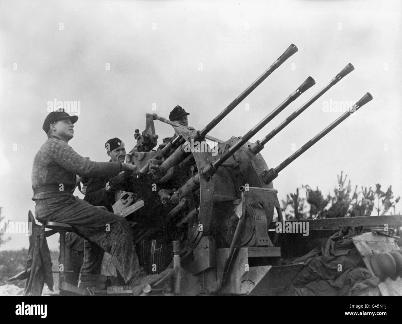 2cm Flakvierling of the SS Division 'Wiking', 1944 Stock Photo