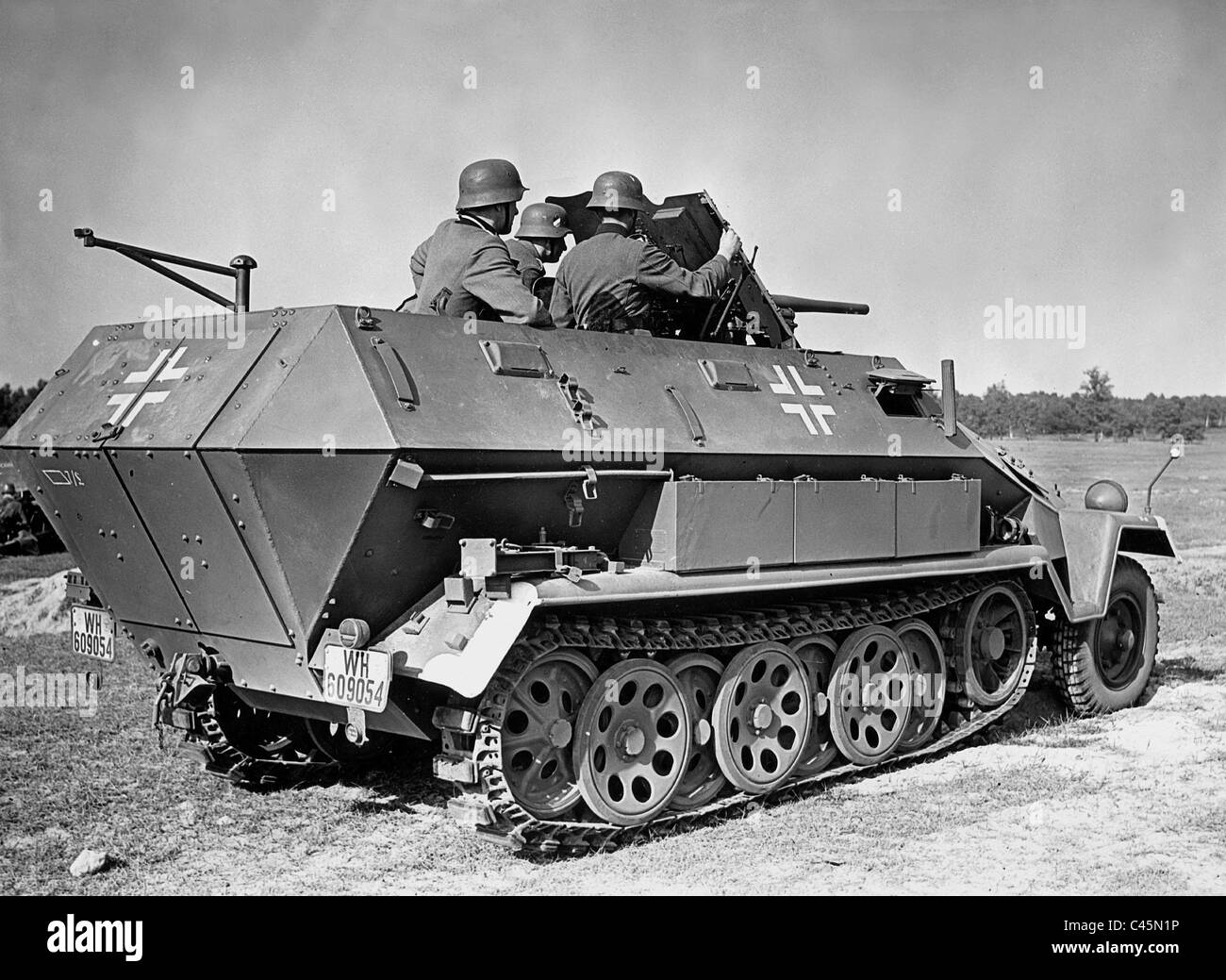 German armored personnel carriers on the military training area, 1942 Stock Photo