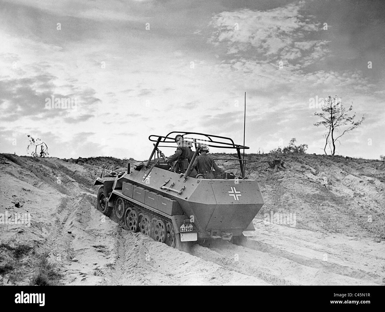 Armored personnel carriers at the military training area, 1942 Stock Photo