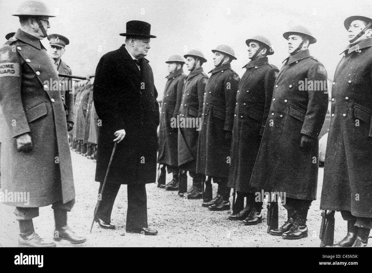Winston Churchill visits American Home Guard Stock Photo