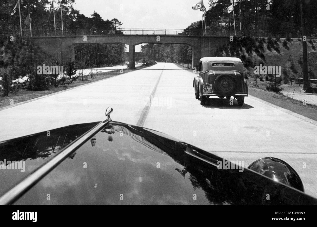 Opel Olympia On The Reich Highway Frankfurt Darmstadt 1935 Stock Photo Alamy