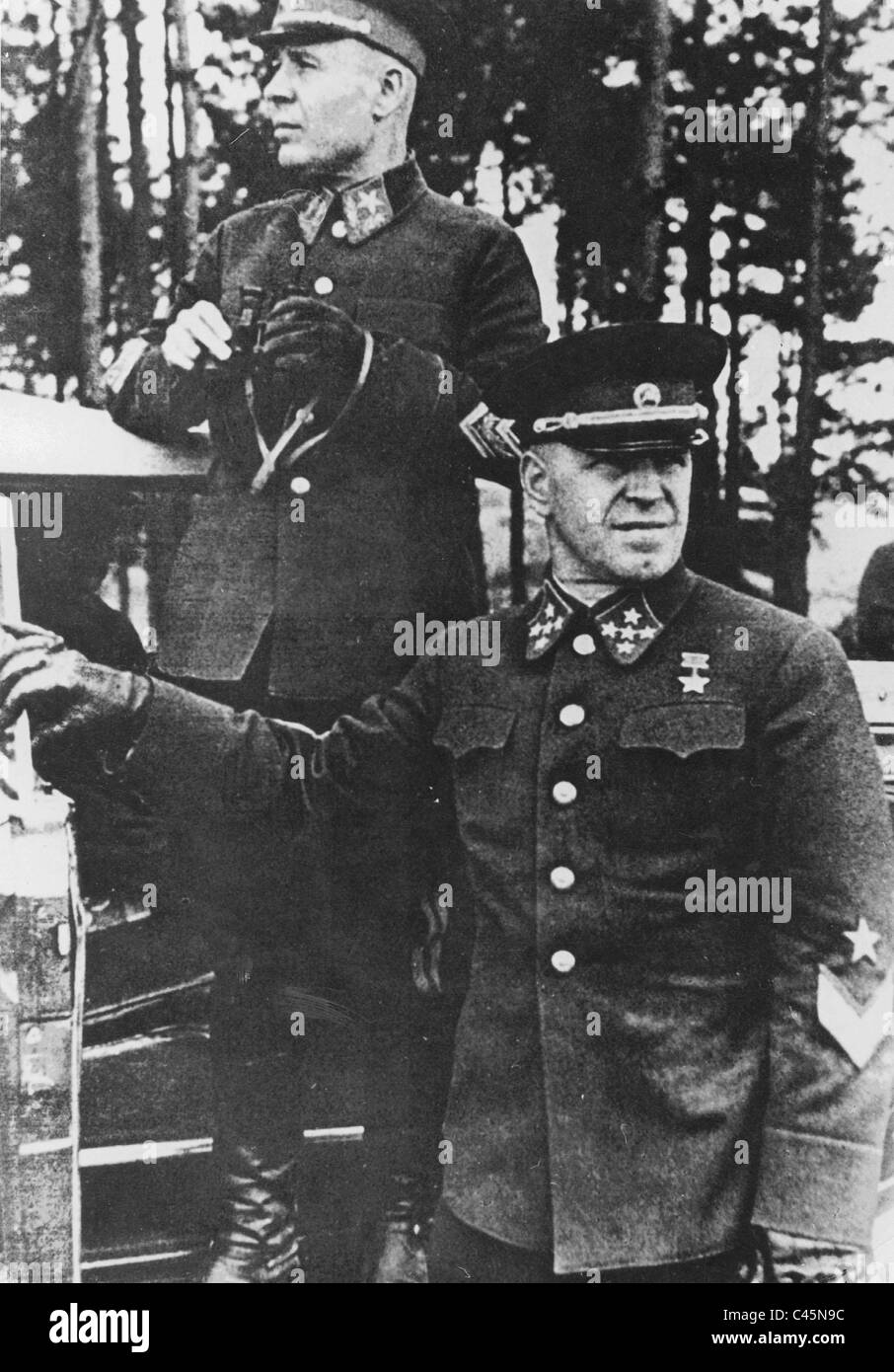 Schukow and Semjon Timoshenko during a maneuver near Kiev, 1940