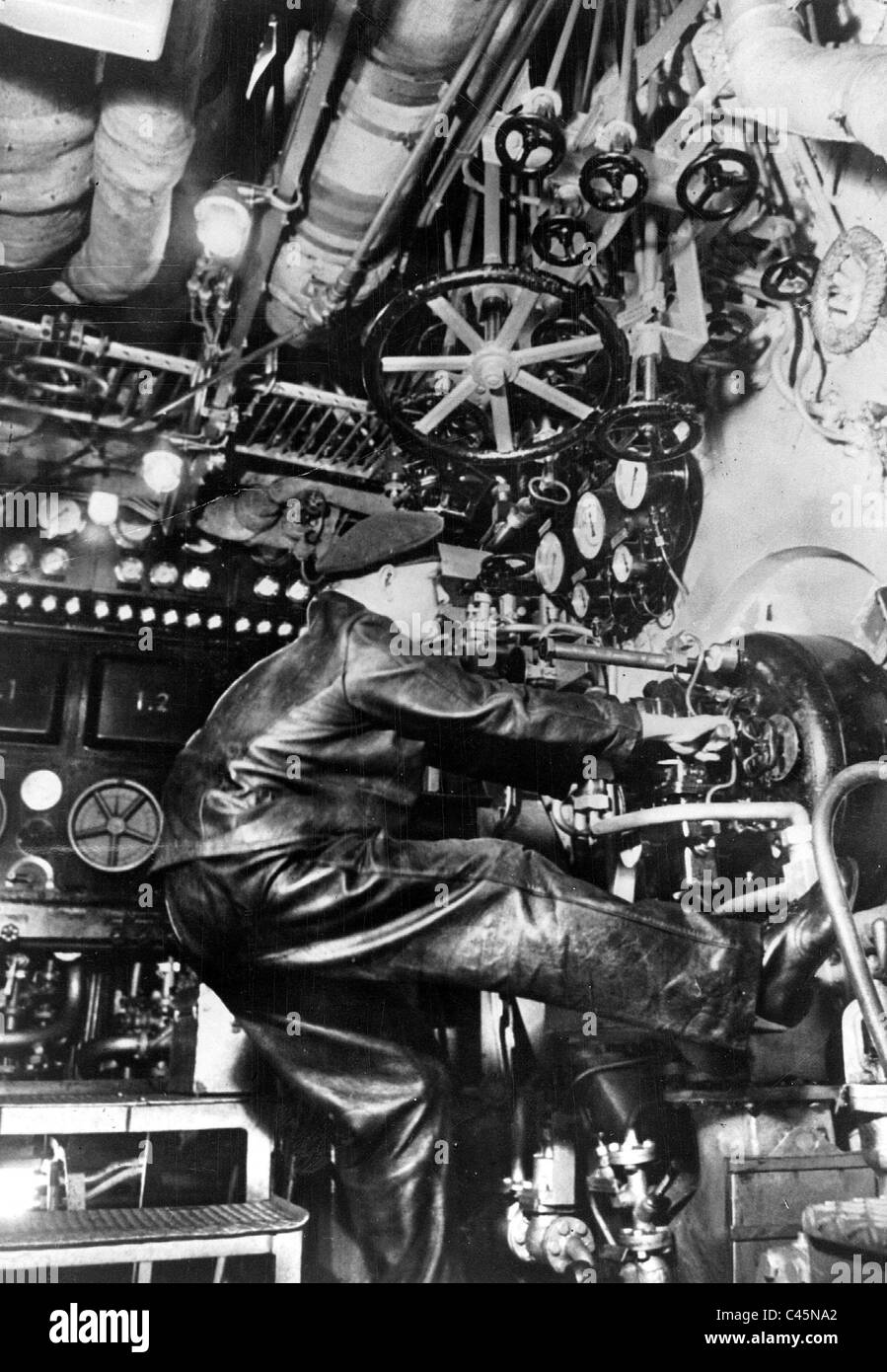 Engine room of the battleship 'Bismarck', 1940 Stock Photo