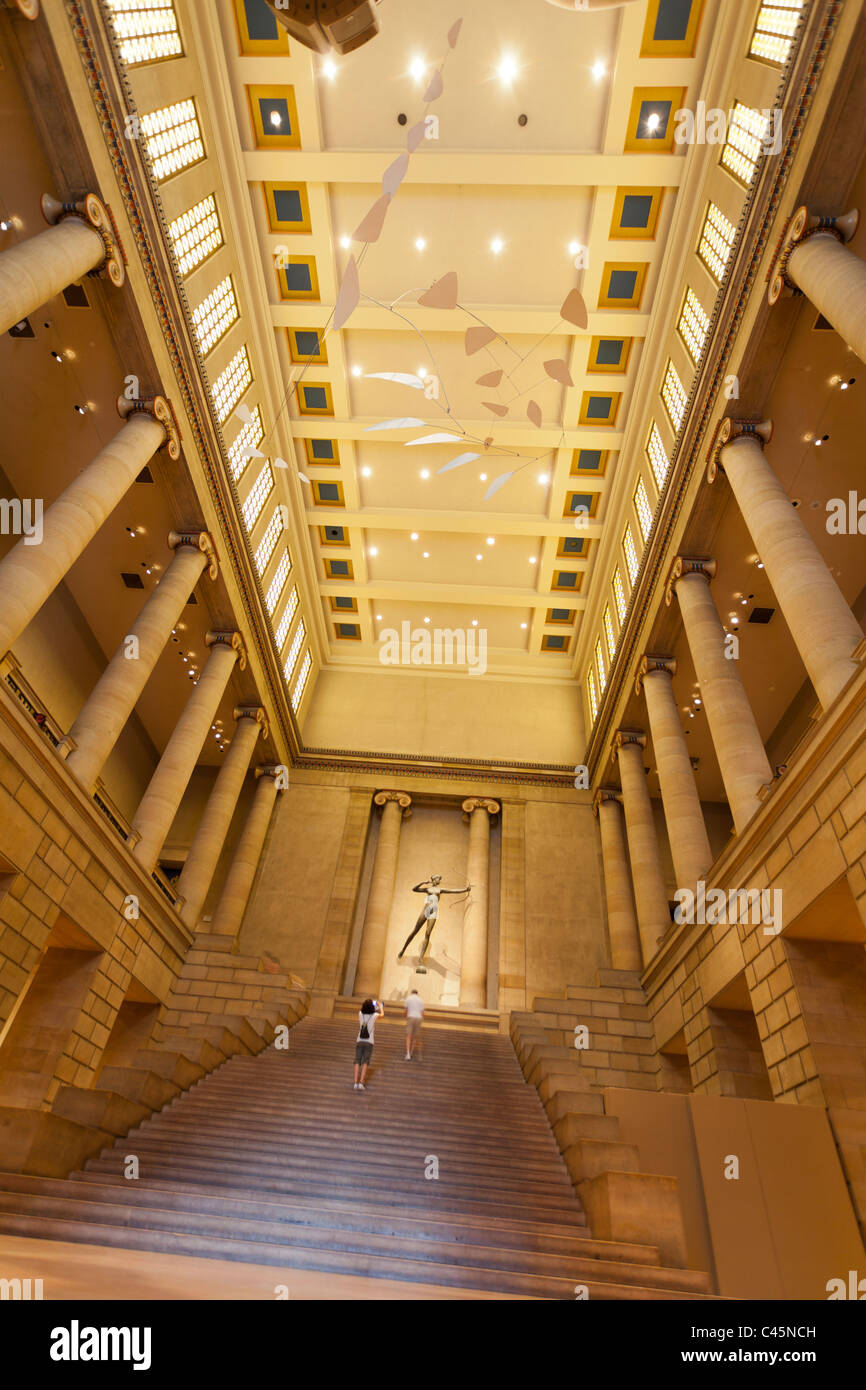 entrance atrium and staircase, Philadelphia Museum of Art, Philadelphia, Pennsylvania, USA Stock Photo