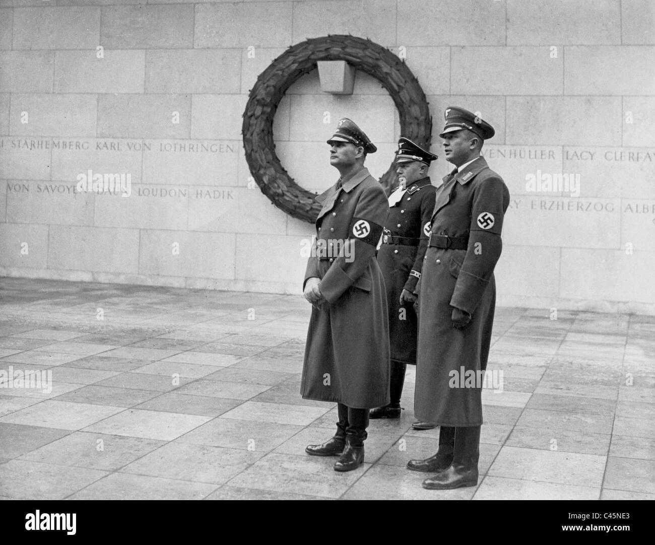 Rudolf Hess, Ernst Kaltenbrunner and Leitgen, 1938 Stock Photo