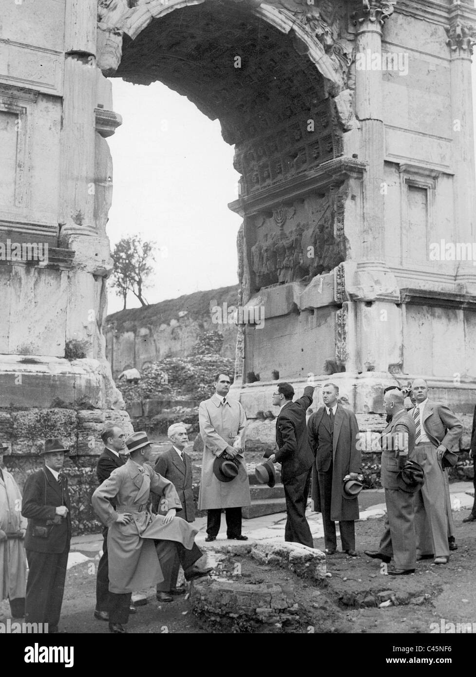 Rudolf Hess visits the Roman Forum in Rome, 1937 Stock Photo