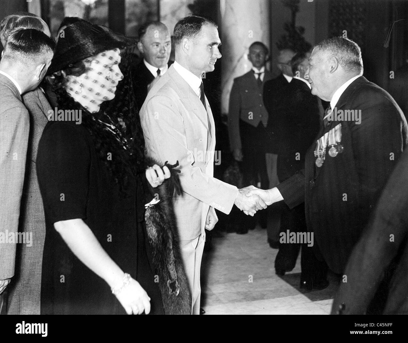 Rudolf Hess welcomes South African combatants in the Charlottenburg Palace, 1938 Stock Photo