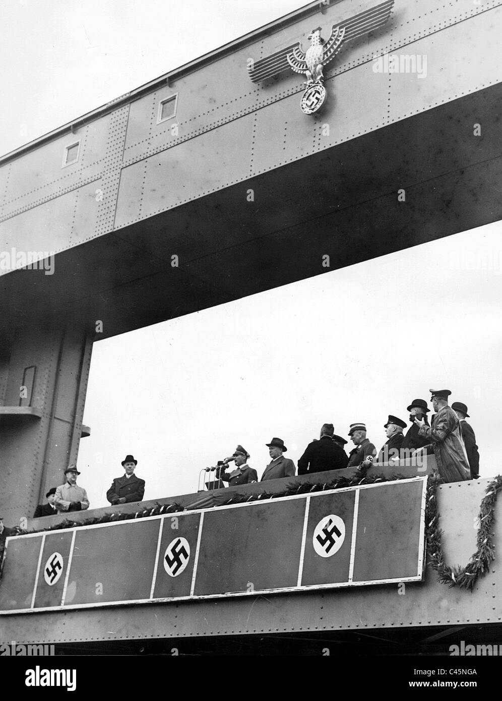 Rudolf Hess at the inauguration of the Mittelland canal near Magdeburg, 1938 Stock Photo