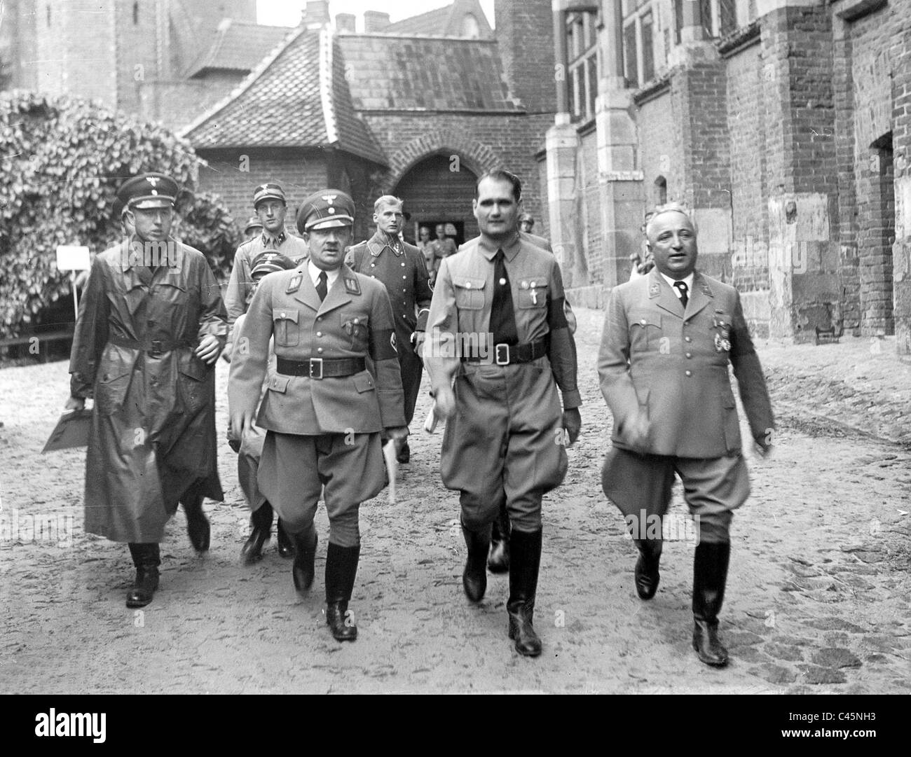 Erich Koch, Rudolf Hess and Robert Ley on the Marienburg, 1937 Stock Photo