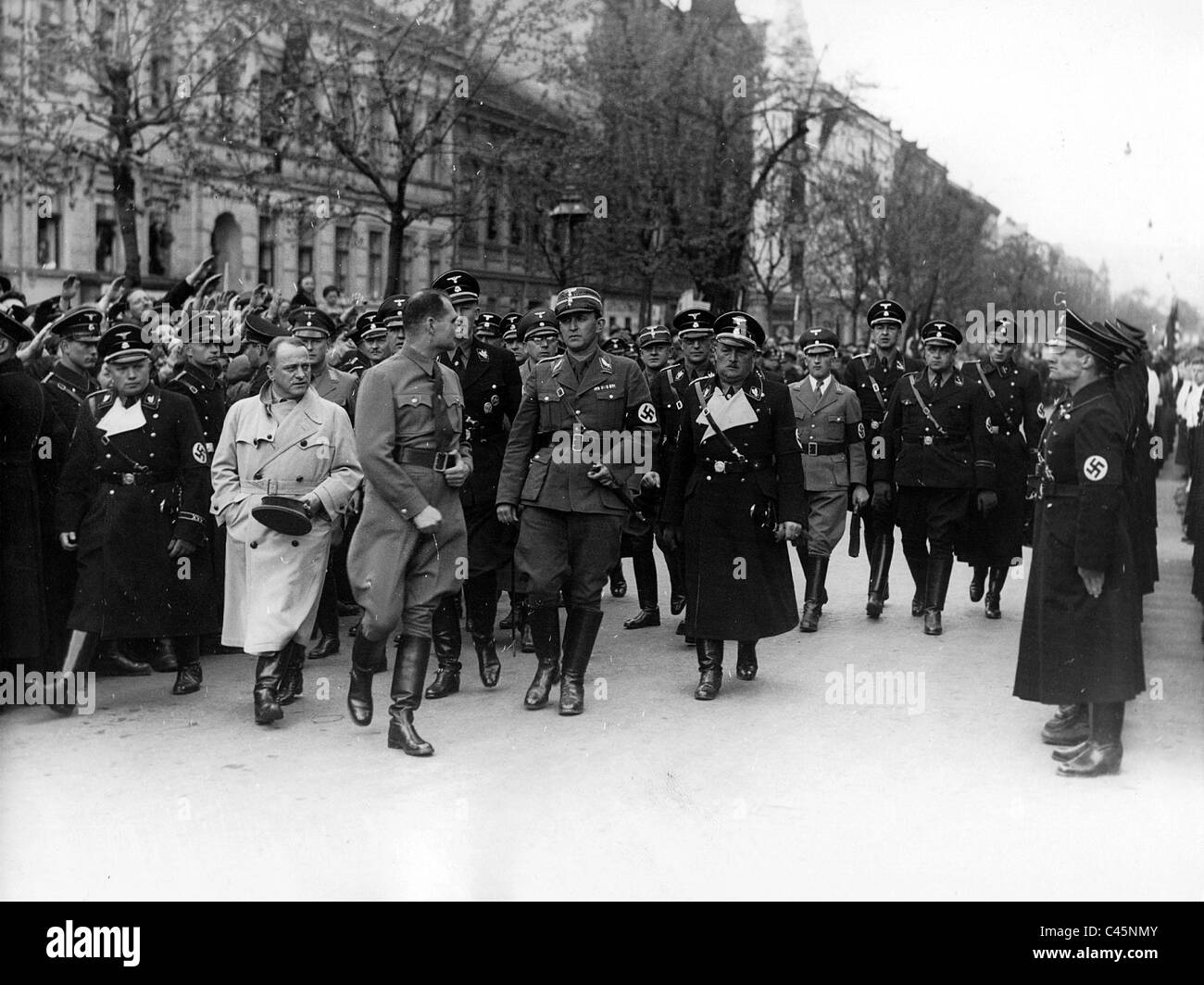 Josef Buerckel, Rudolf Hess and Reinhard Heydrich, 1938 Stock Photo