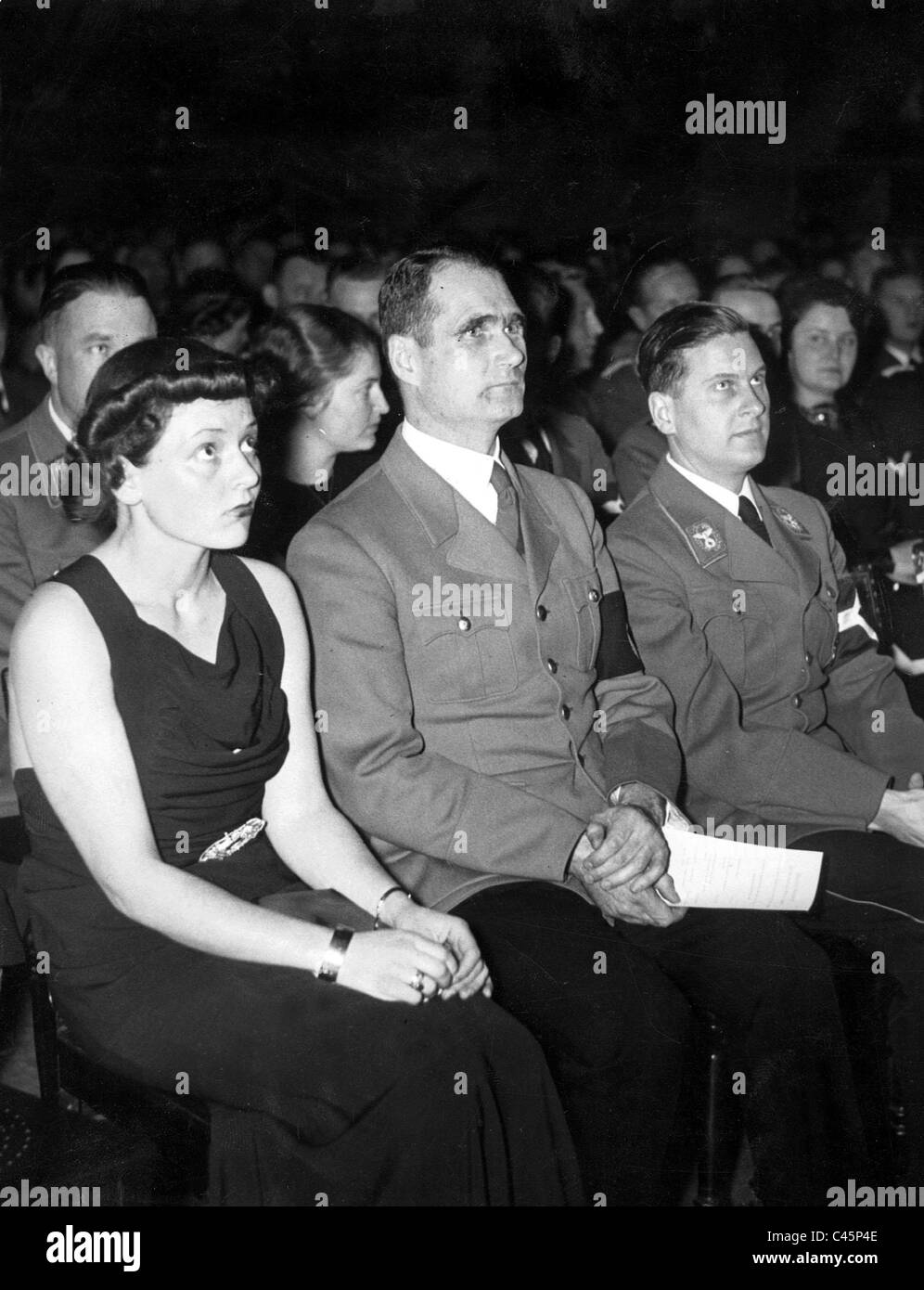 Rudolf Hess with Baldur von Schirach and with his wife Henriette in Berlin, 1938 Stock Photo
