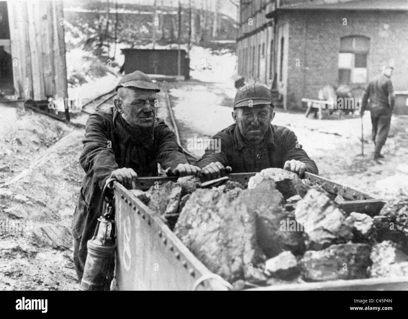 Workers in a Silesian mine, 1945 Stock Photo - Alamy