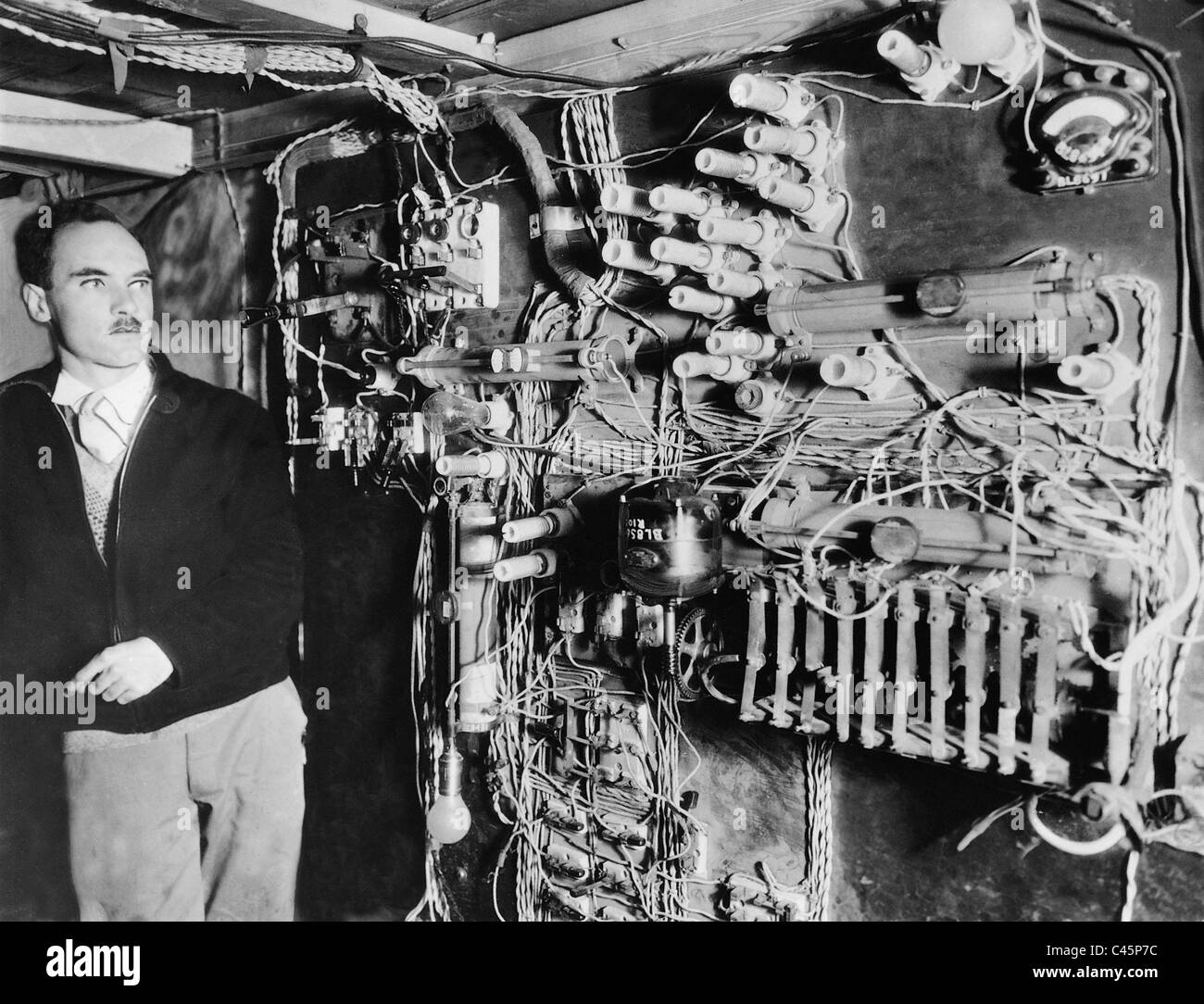 Carl Anderson in a mobile laboratory, 1935 Stock Photo