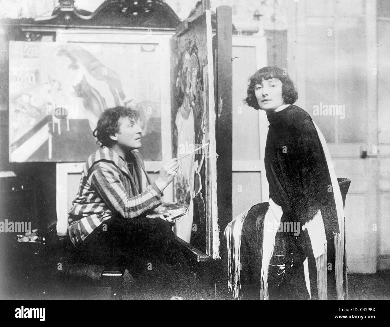 Marc Chagall with his wife Bella, 1926 Stock Photo