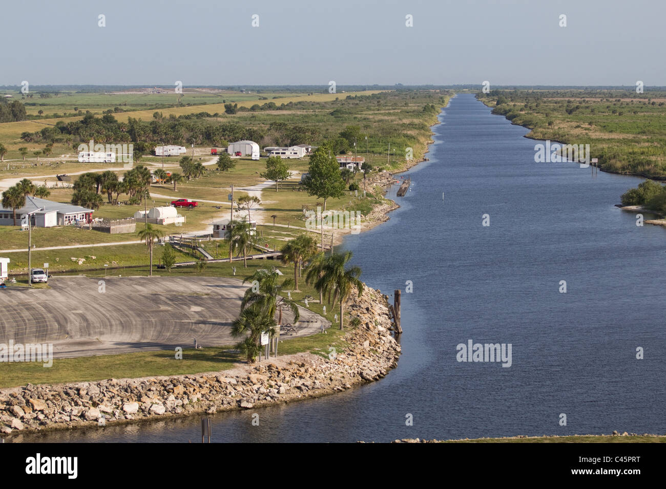 rim canal near Moore Haven FL on Lake Okeechobee Stock Photo