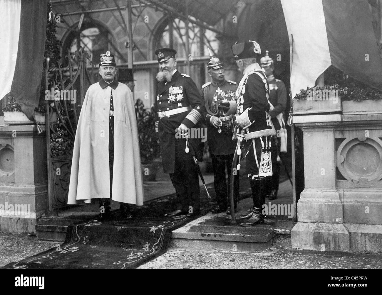 Friedrich August III, Alfred von Tirpitz and August von Mackensen in Gdansk, 1912 Stock Photo