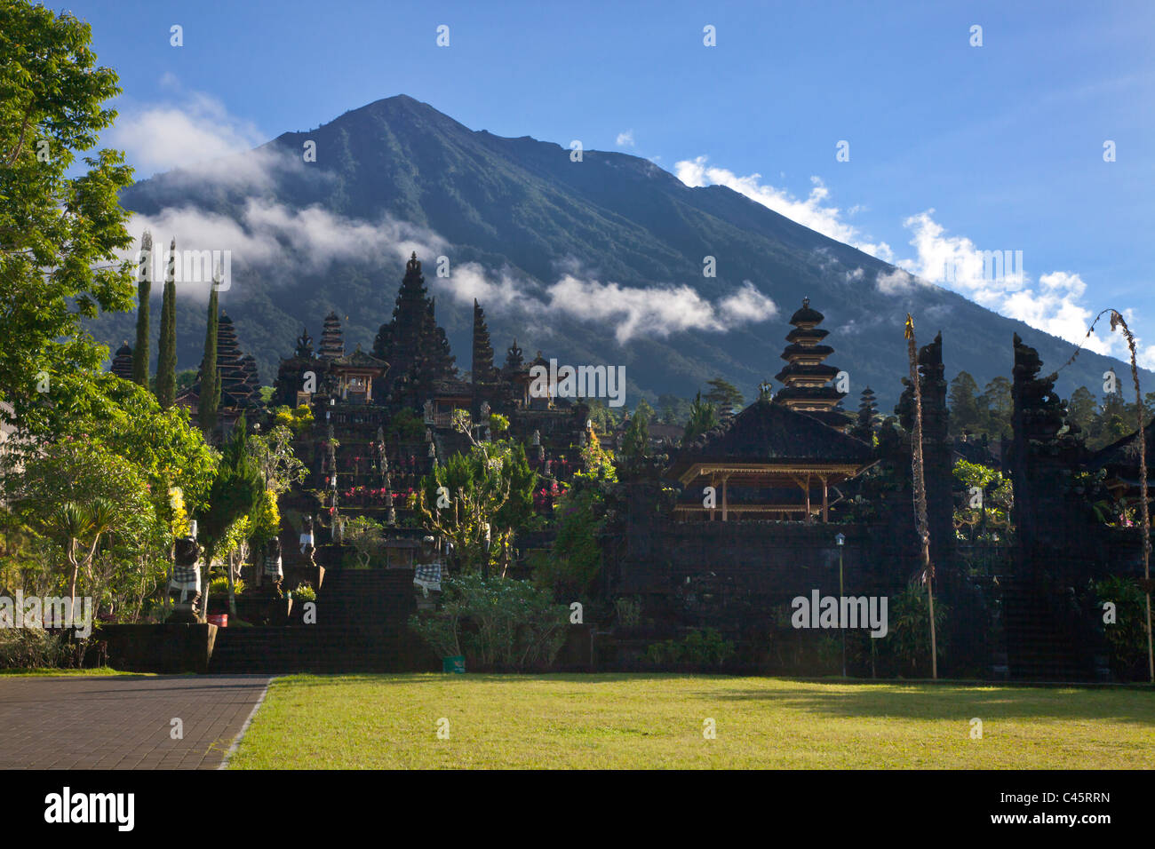 The PURA BESAKIH COMPLEX is located on the slope of sacred GUNUNG AGUNG, the islands tallest mountain - BALI, INDONESIA Stock Photo