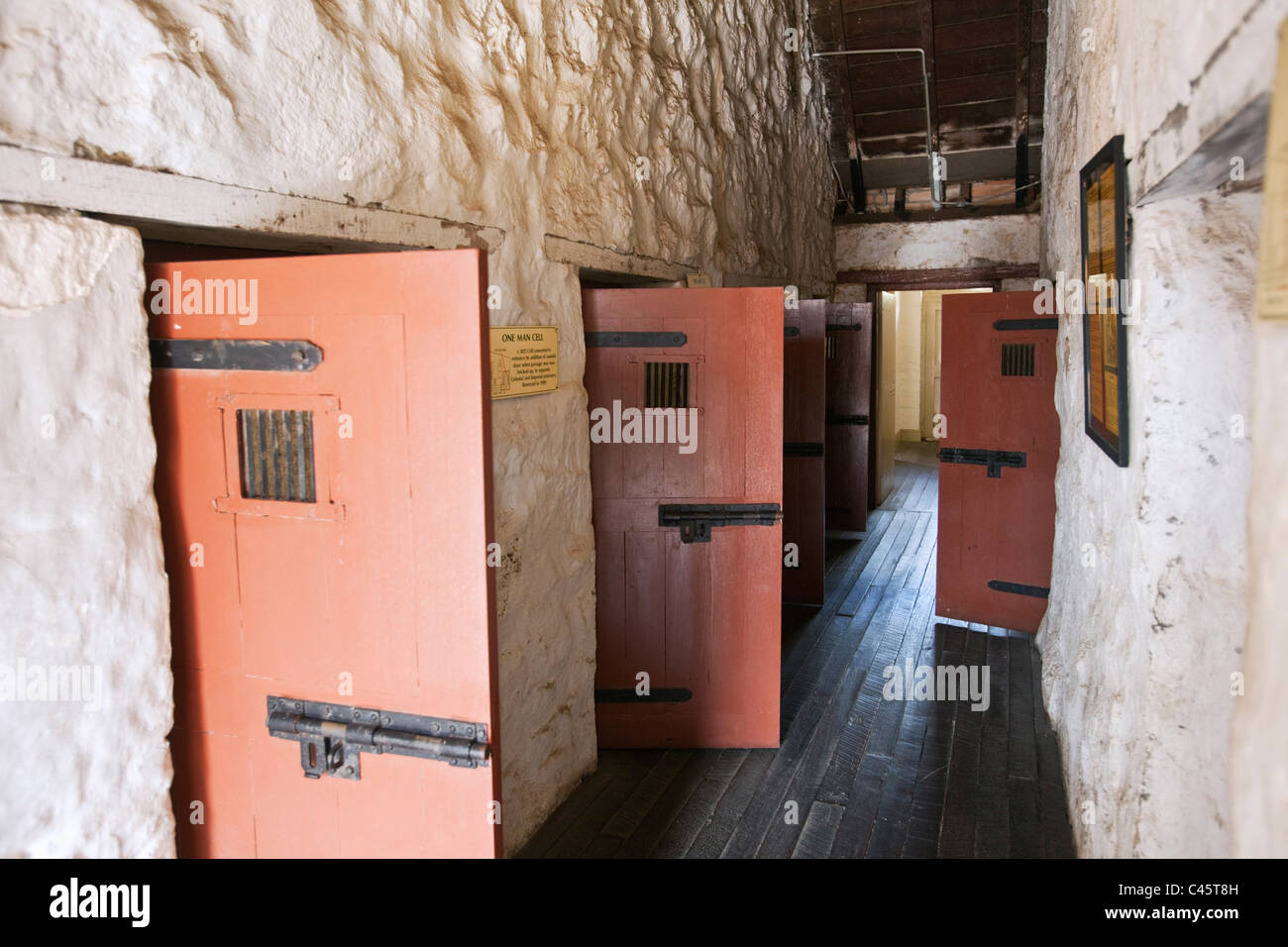Prison cells at the Old Convict Gaol - built in 1851 as a convict prison and now a museum. Albany, Western Australia, Australia Stock Photo